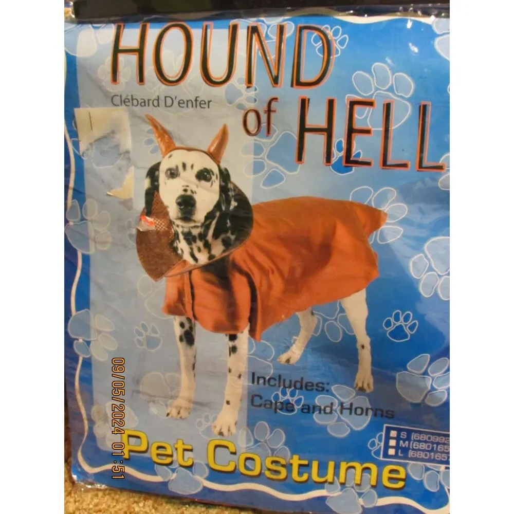 DOG COSTUME HOUND FROM HELL RED SIZE SMALL 2 PC SET HALLOWEEN COSTUME PET NEW